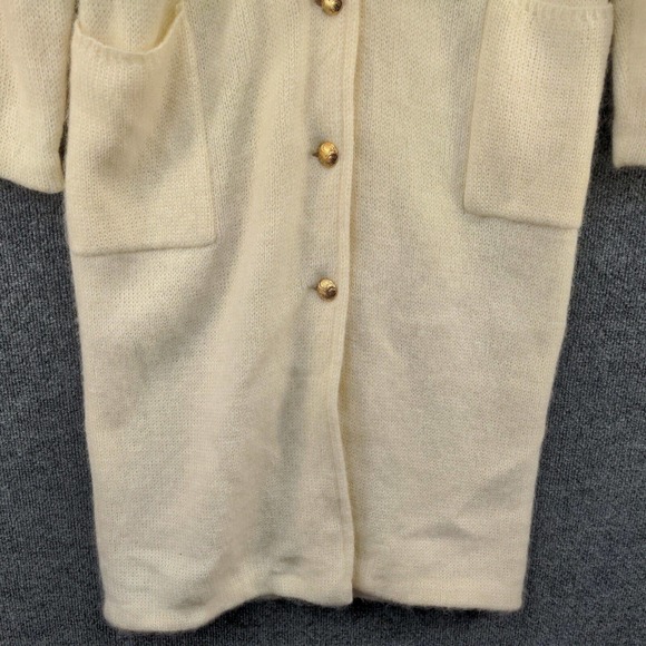 IB Diffusion Women's Sweater Dress Cardigan Cream Medium Rhinestone Gold Button - Picture 5 of 12